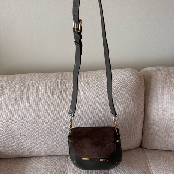 SANDRO Paris Bonnie Leather & Suede Crossbody Bag - Olive - Picture 9 of 10